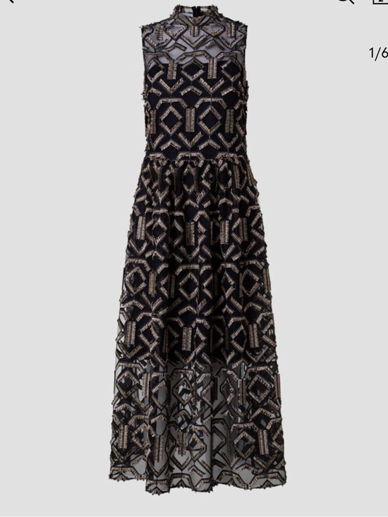 Akris Punto Dresses & Skirts - Akris Punto Black and Gold Geometric fringe embellished Dress. Tea length